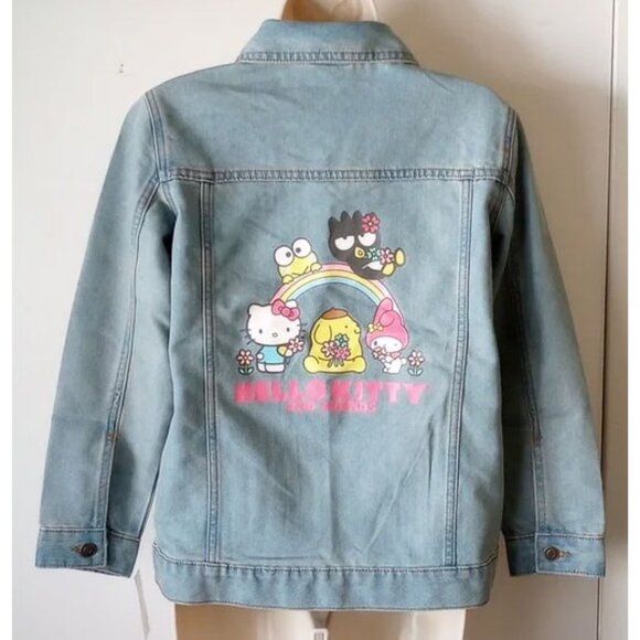 NWT Hello Kitty & Friends Jean Jacket XL 14-16 Embroidered Light Wash Denim - Picture 2 of 8